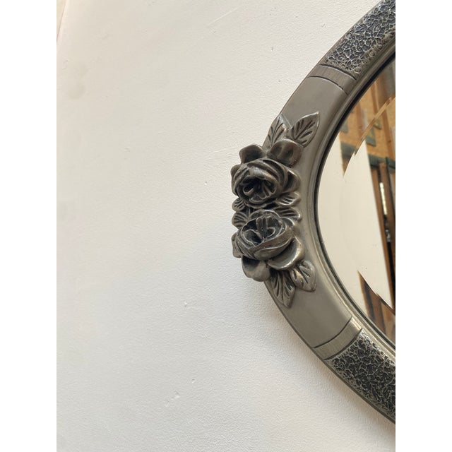 Wood Art Deco Pewter Wall Mirror, 1920 For Sale - Image 7 of 11