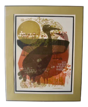 1971 Mid-Century Modern Print From David Weidman Cranes