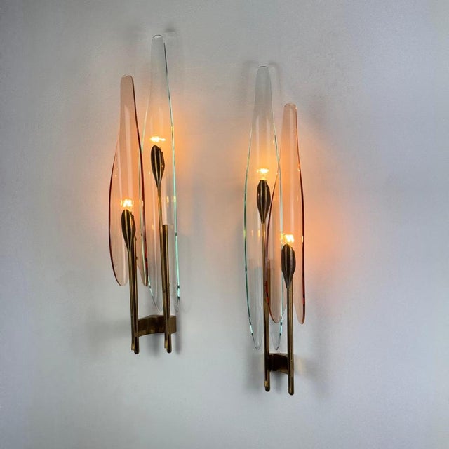 Model 1461 Dahlia Wall Lights attributed to Max Ingrand for Fontana Arte, 1950s, Set of 2 For Sale - Image 6 of 18