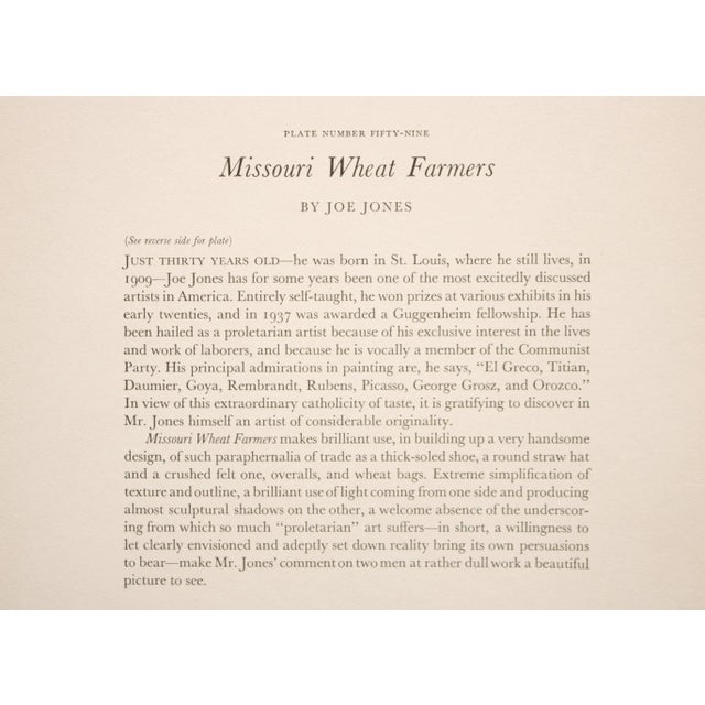 Charcoal 1939 After Joe Jones "Missouri Wheat Farmers", First Edition Period Offset Lithograph For Sale - Image 8 of 10