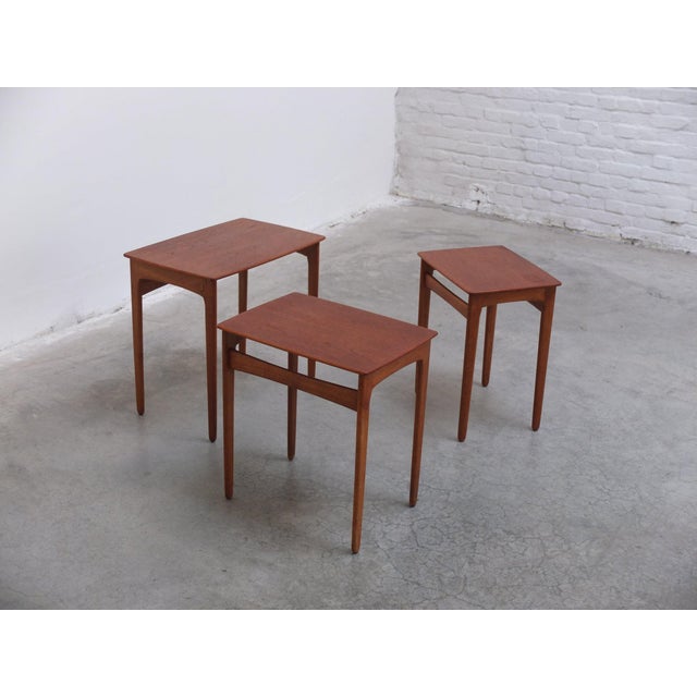 Nesting Tables in Teak and Oak by Svend Åge Madsen, 1960s, Set of 3 For Sale - Image 12 of 16