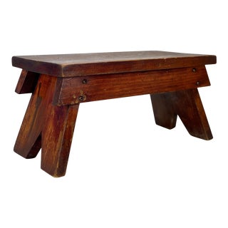 Vintage Farmhouse Country Pine Footstool Ottoman For Sale