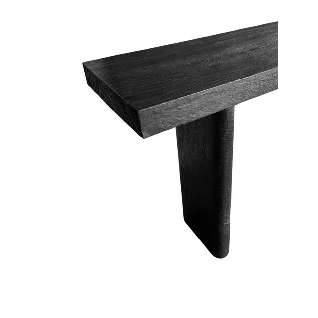 Solid Mango Wood Console Table Burnt Finish Modern Organic For Sale - Image 6 of 6