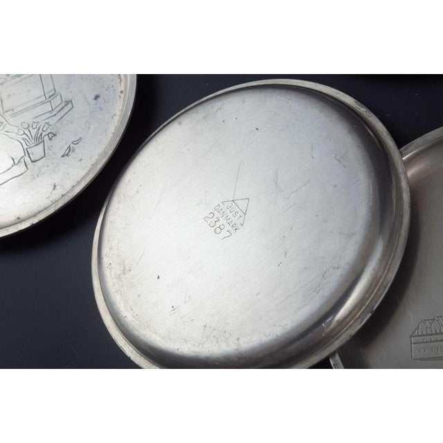 Metal Pewter Bottle Coasters from Just Andersen, Denmark, 1940s, Set of 7 For Sale - Image 7 of 8