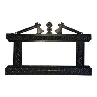 Antique Chip-Carved Tramp Art Frame Axe Motif For Sale