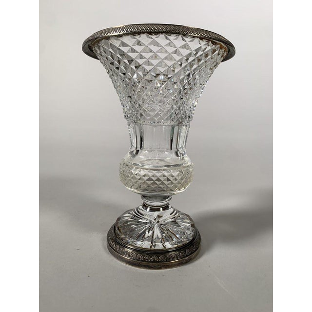 19th Century Baluster Vase in Cut Crystal and Silvered Bronze, Charles X Period For Sale - Image 5 of 6