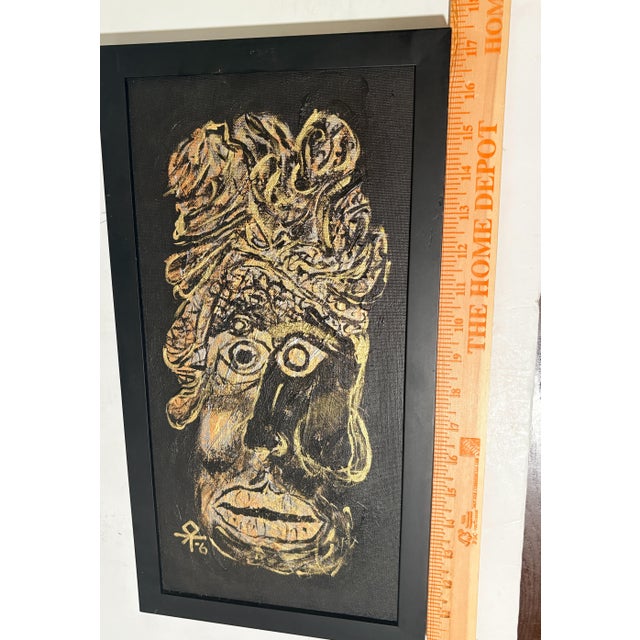 Vintage Abstract Expressionist Faces Painting, Signed, Artist Unknown - Set of 2 For Sale - Image 13 of 13