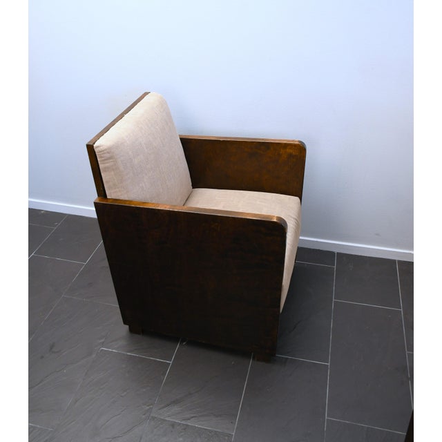 Pair Swedish Grace Flamed Birch Lounge Chairs, late 1920s. Fine and rare pair flamed birch, likely made at Bodafors and...