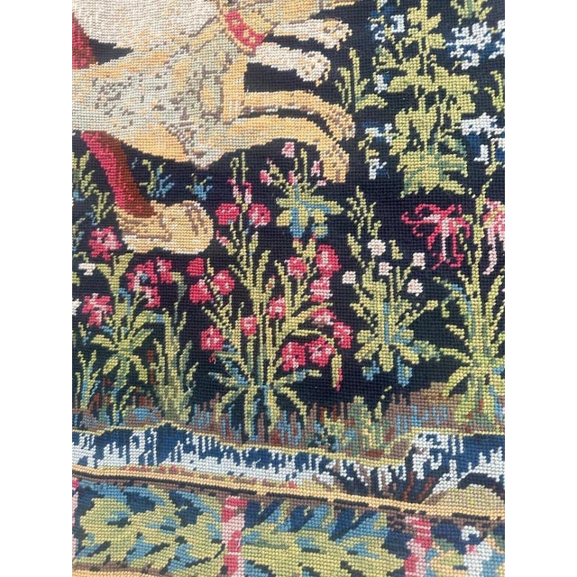 1970s French Aubusson Style Needlepoint Tapestry with Medieval Design, 1970s For Sale - Image 5 of 18