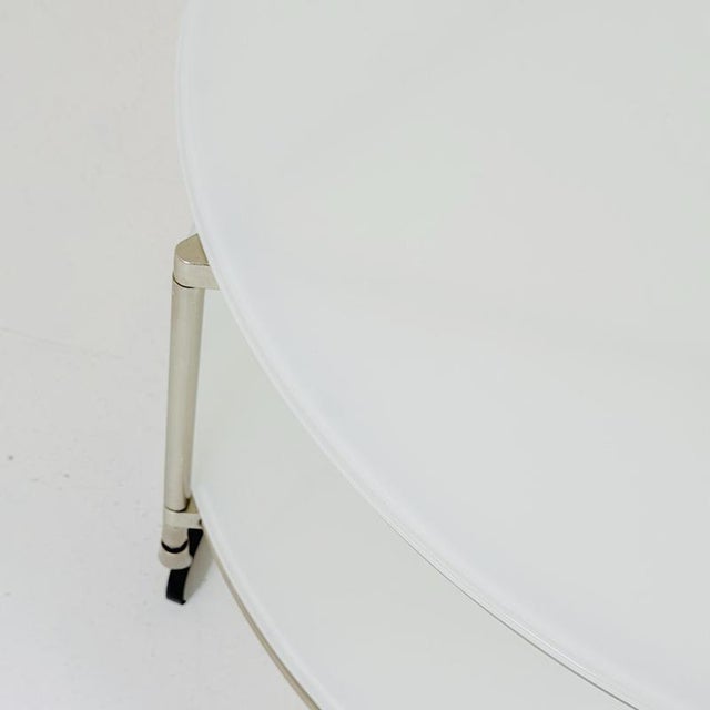 Mid-Century Strind Coffee Table in White Glass and Nickel-Plated Steel by Ehlén Johansson for Ikea, Sweden, 1990s For Sale - Image 4 of 13
