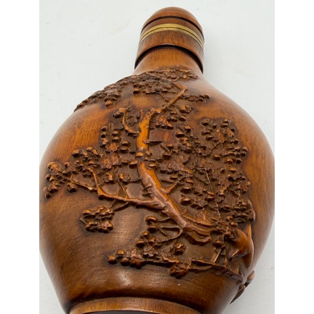 Wood Contemporary Wood Snuff Bottle With Trees With Carvings of Trees For Sale - Image 7 of 12