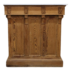 1900s French Wooden Bar With Marble Top