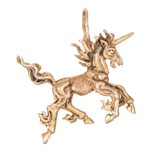 1970s Vintage Unicorn Pendant 10k Yellow Gold Estate Charm Animal Jewelry