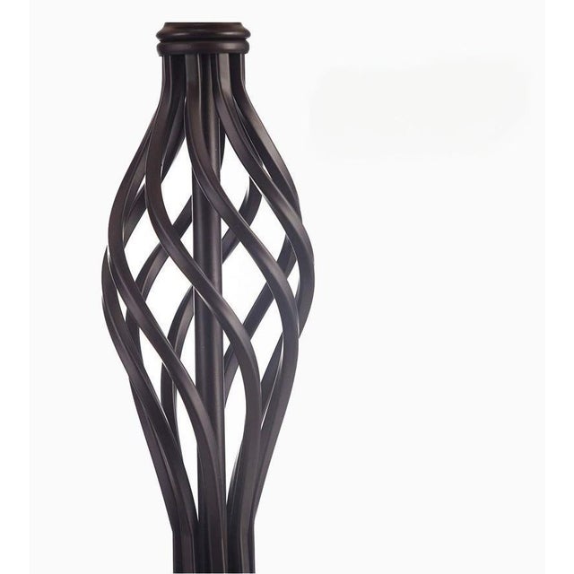 Light Beige Linen & Twisted Iron Lamp For Sale - Image 6 of 6