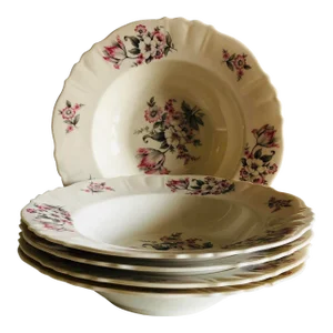 Vintage Aberdeen "Moss Rose" Pattern Soup Bowls S/5