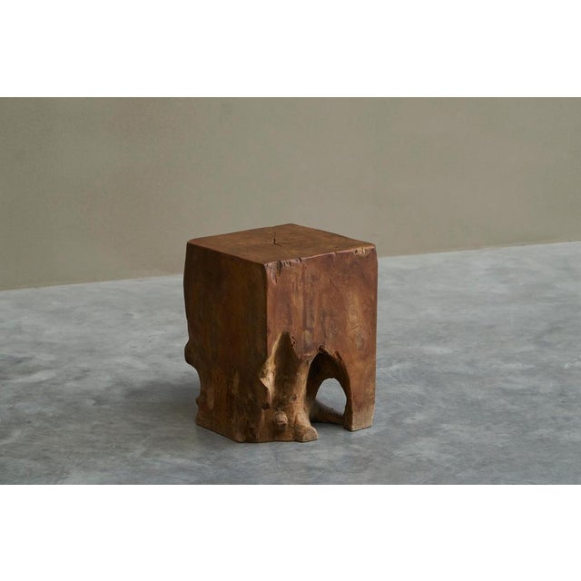 Sculptural Root Side Table or Stool in Solid Elm. Europe, 1960s-70s. A sculptural side table - or stool - carved from a...