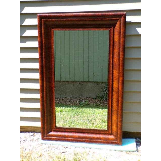 Brown Large 19th C. Antique Empire Flame Mahogany Framed Ogee Mantel Wall Mirror For Sale - Image 8 of 11