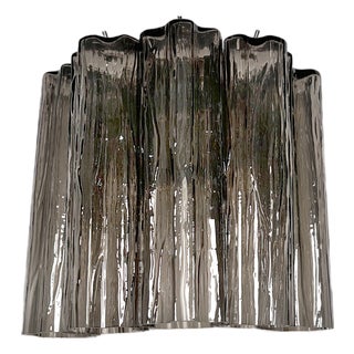 Smoked Murano Glass 5-Tube Wall Sconces, 1990s, Set of 2 For Sale