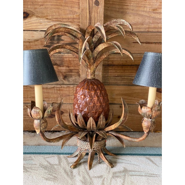 Metal Pineapple Tole Chandelier Wall Sconce Light For Sale - Image 7 of 12
