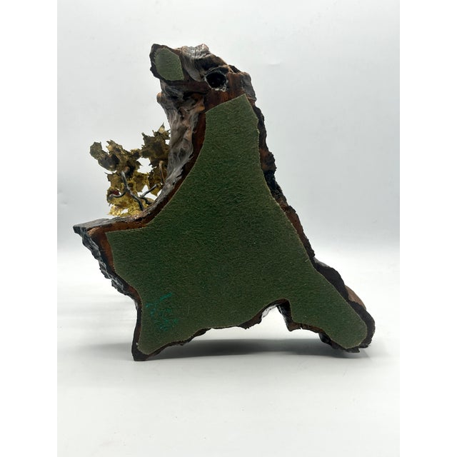 Mid-Century Brutalist Gilt Bronze Bonsai Tree Sculpture on Burl Wood Basee For Sale - Image 18 of 18