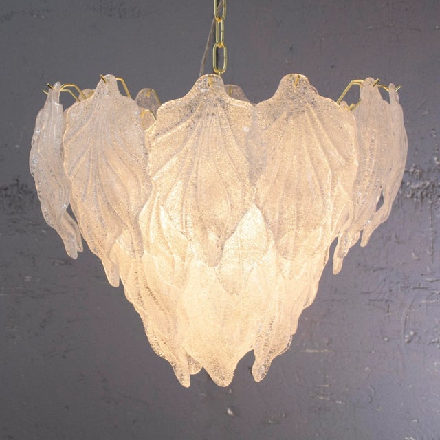 1990s Suspension Chandelier in Murano Glass Leaves Crystal Color, Italy, 1990s For Sale - Image 5 of 12