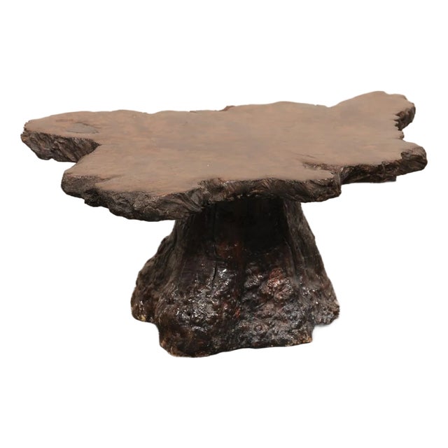 Mid 20th Century Live-Edge Cypress Wood Small Coffee Table For Sale