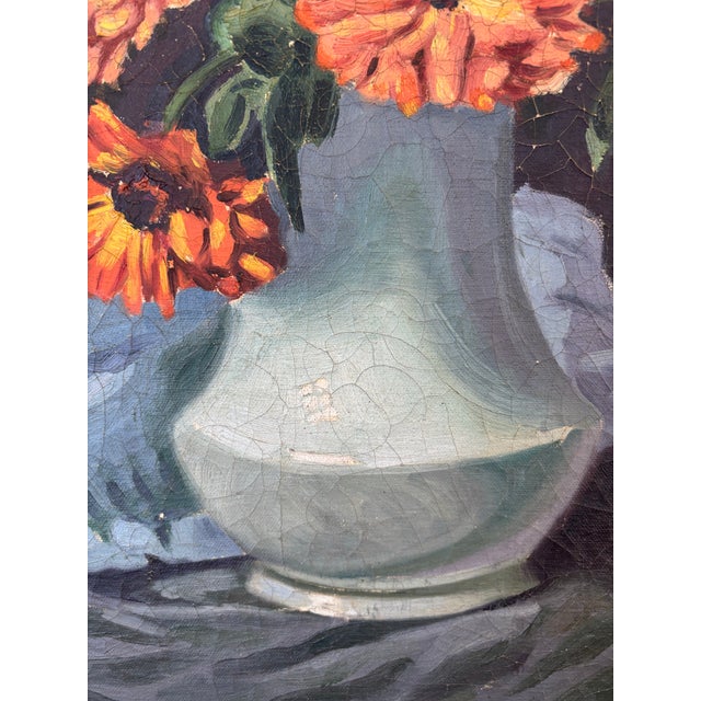 Textile H. Berger Still Life Oil Painting on Canvas For Sale - Image 7 of 11