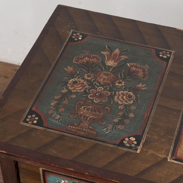 19th Century Original Hand Painted Blanket Chest of Three Drawers From Hungary For Sale - Image 6 of 13