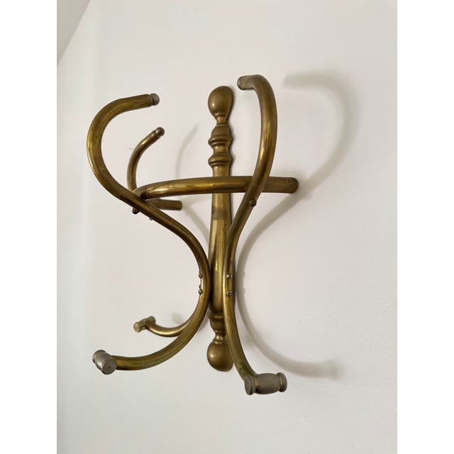 Late 20th Century Vintage Brass Wall Mounted Coat and Hat Rack For Sale - Image 4 of 6