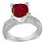 2 Carat Round Treated Ruby and Diamond Platinum Ring For Sale