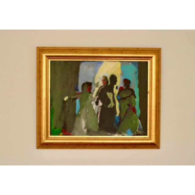 Mid-Century Modern H. Zee, Conversation, 1950s, Oil on Canvas, Framed For Sale - Image 3 of 13