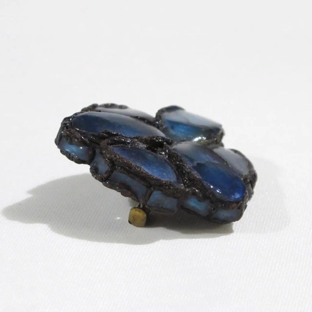 Black Line Vautrin Blue Mirrors and Black Talosel Brooch For Sale - Image 8 of 8