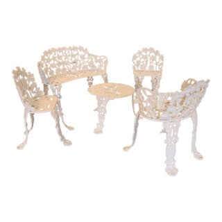 Circa 1950s — By J. F. Day & Co. Cast Iron Grapevine Garden Suite, 5 Pieces, Attributed For Sale