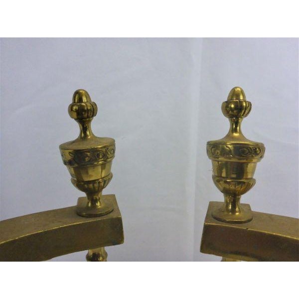 Metal Vintage Brass Fireplace Swan Andiron Complete Set For Sale - Image 7 of 10