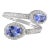 Modern Revival Oval Cut Tanzanite Diamond Bypass Ring Size 7 in 14k Gold For Sale
