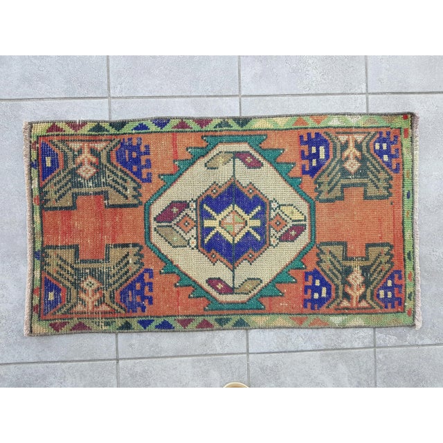 1950s Vintage Orange Handknotted Wool Rug For Sale - Image 5 of 6