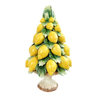 Mid Century Italian Capodimonte Porcelain Lemon Topiary For Sale