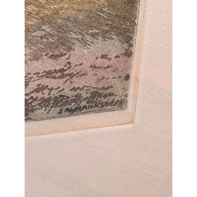 Luigi Kasimir Signed Hand-Colored Etching of Austrian Village Street, Framed, Circa 1930s For Sale - Image 4 of 11