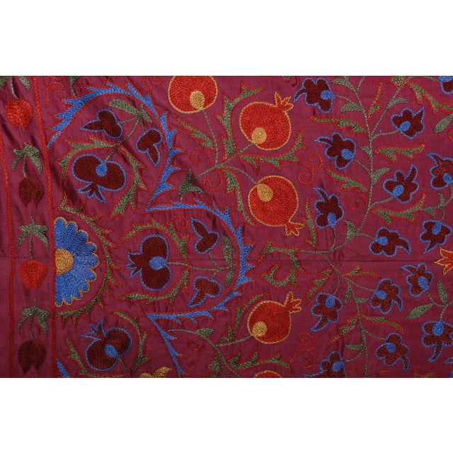 Silk Suzani Wall Decor 3'1'' X 6'3'' For Sale - Image 6 of 10