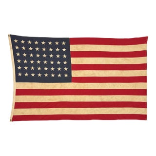 Large Vintage Cotton American Flag With 48 Sewn Stars For Sale
