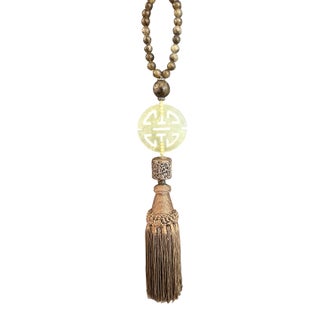 Sterling and Jade Beaded Tassel Handmade For Sale