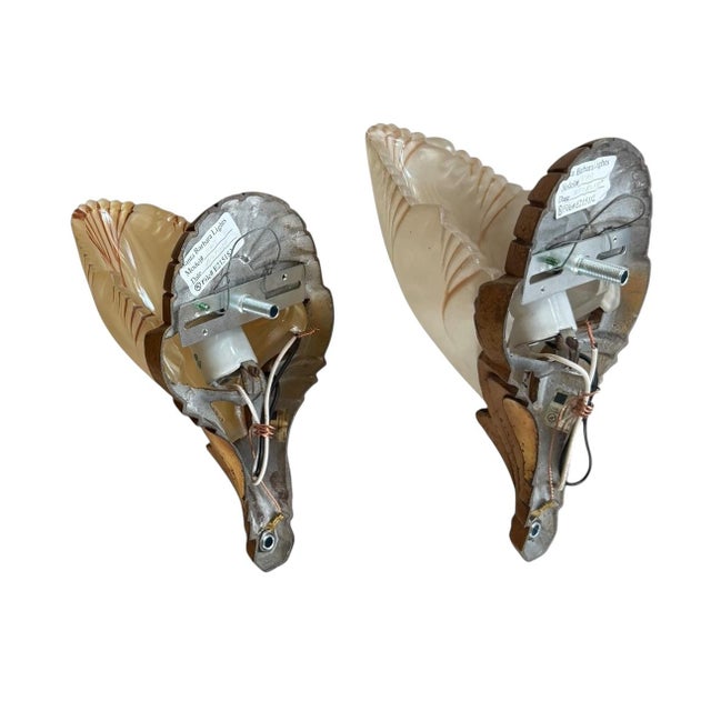 1930s 1930s Art Deco Wall Sconces With Batwing Slip Shades - a Pair For Sale - Image 5 of 10