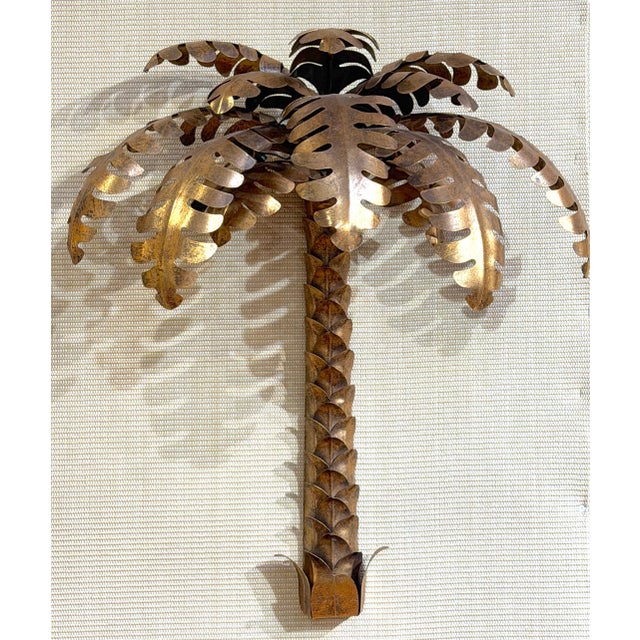 Pair of Maison Jansen Gilt Metal Palm Tree Sconces, France, 20th Century For Sale - Image 11 of 15