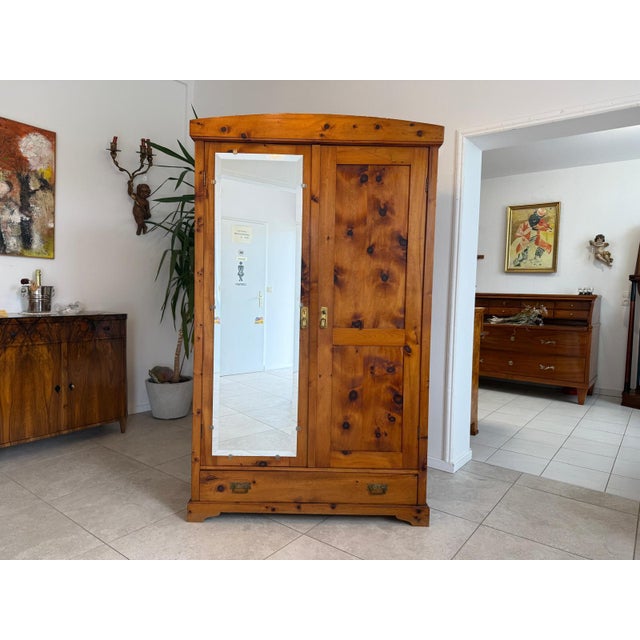 Swiss Pine Wardrobe with Mirror For Sale - Image 4 of 13
