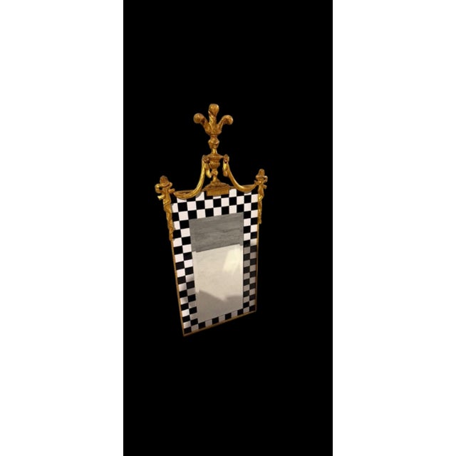 American Carol Canner for Carvers Guild Checkered & Drapes Mirror Signed C. 1994 For Sale - Image 3 of 9