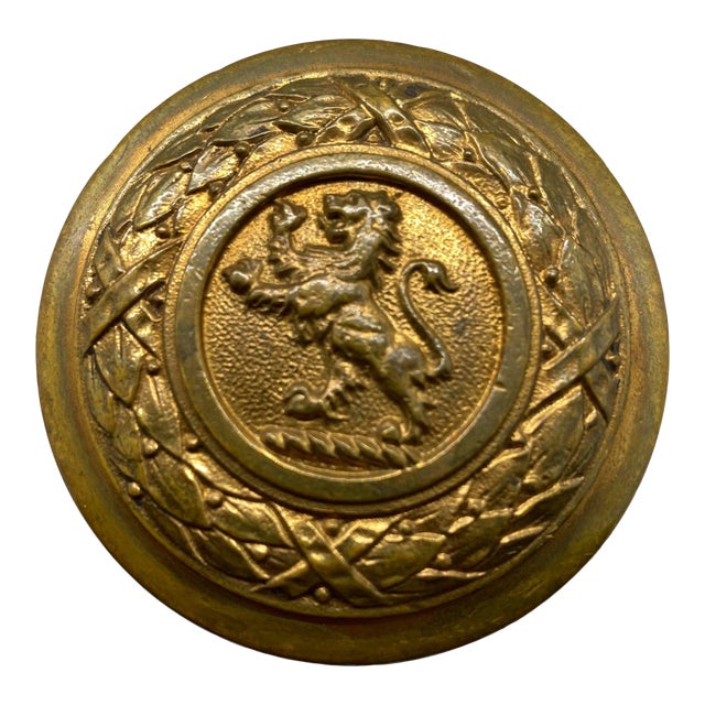 1920s Cast Brass Standing Lion Door Knob For Sale
