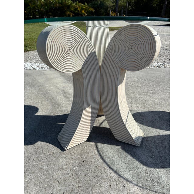 Wood 1980s Coastal Boho Cream Colored Pencil Reed Rattan Side Tables- Set of 2 For Sale - Image 7 of 11