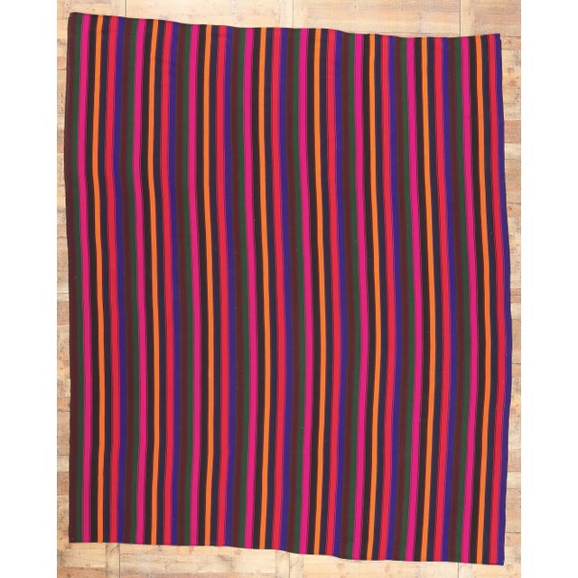 Late 20th Century Bold Vintage Turkish Striped Kilim Rug - 10’06 X 12’05 For Sale - Image 9 of 10