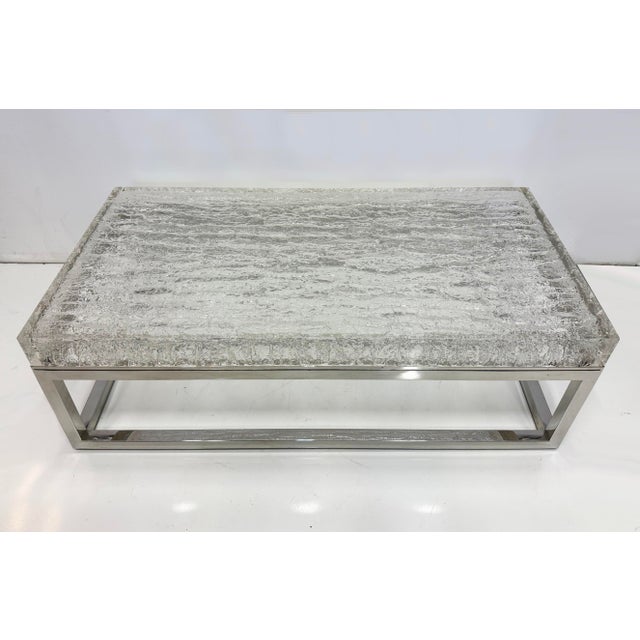 Bernhardt Bernhardt Artic Frame Solid Acrylic Ice Pattern Coffee Table on Stainless Steel For Sale - Image 4 of 5