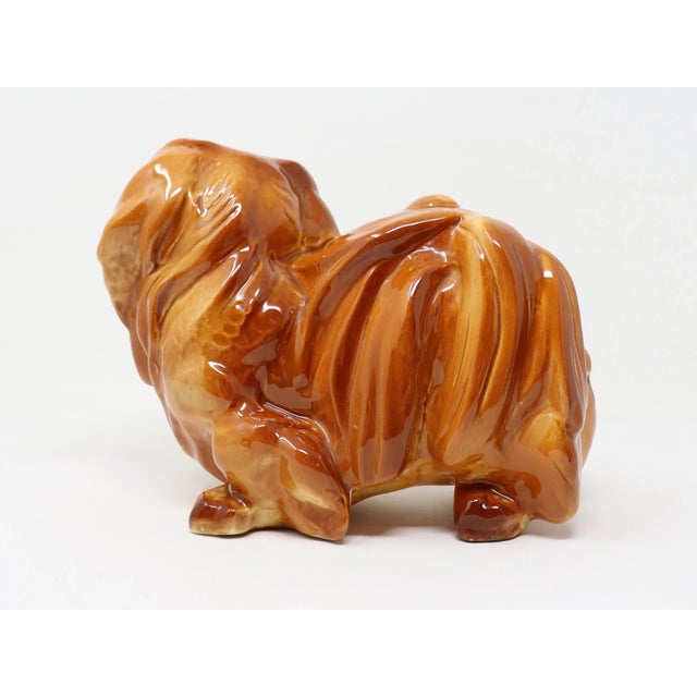 Mid 20th Century Vintage Ceramic Pekingese Dog Statue Figurine For Sale - Image 5 of 11